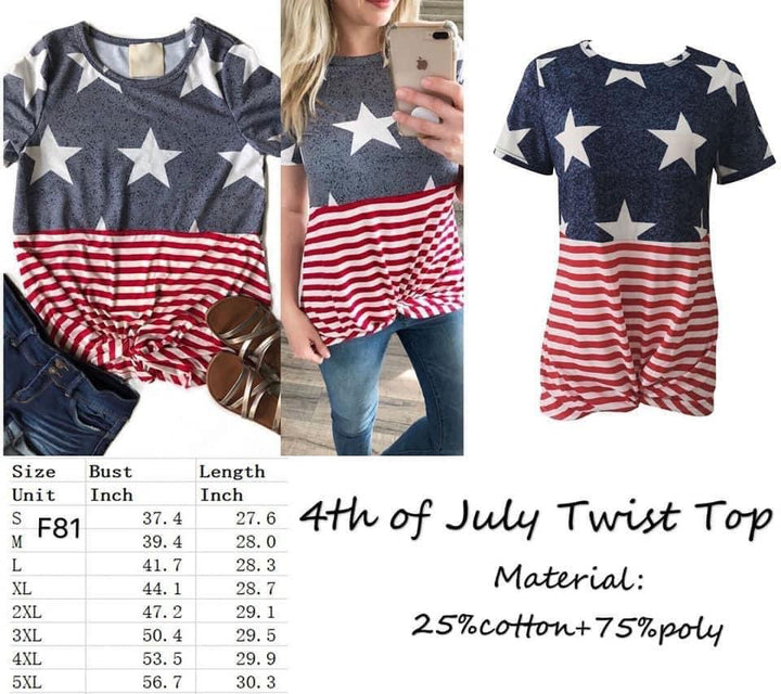 RTS Patriotic Twist Knot Top