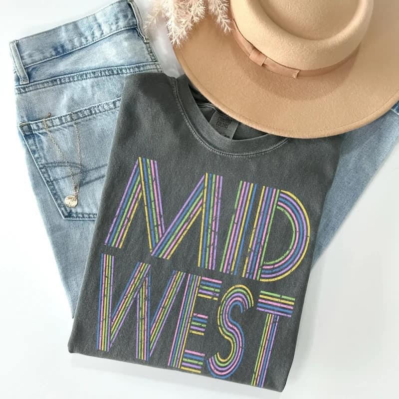 Retro Distressed Lines Midwest DTF Print