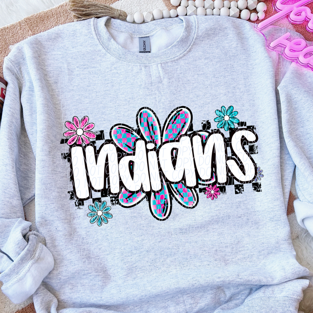 Checker Flower Mascots DTF Print