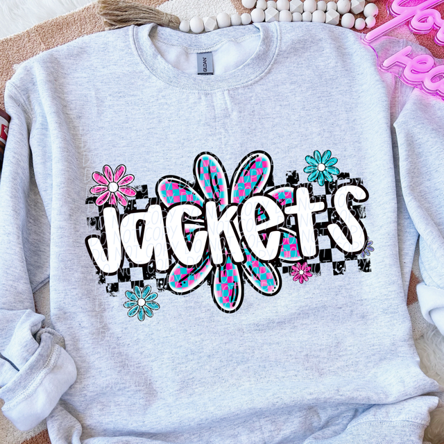 Checker Flower Mascots DTF Print