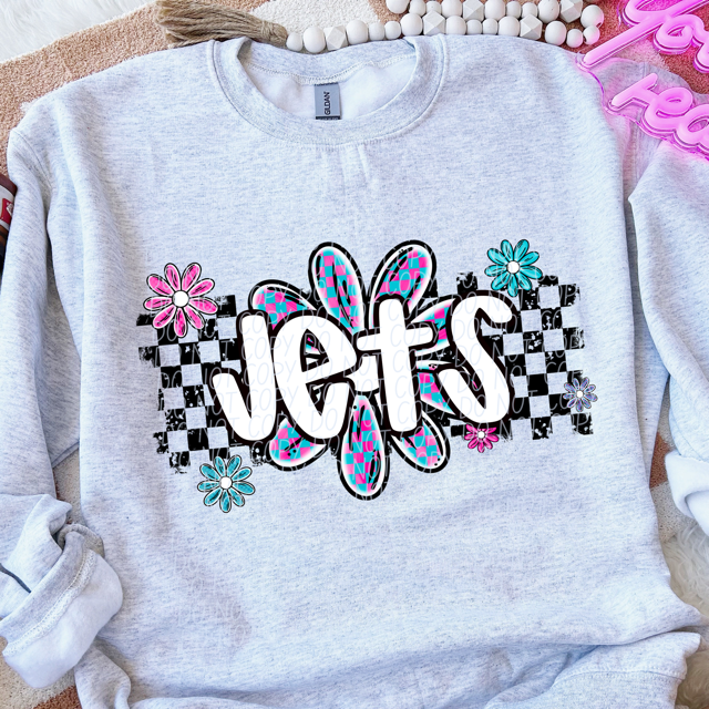 Checker Flower Mascots DTF Print