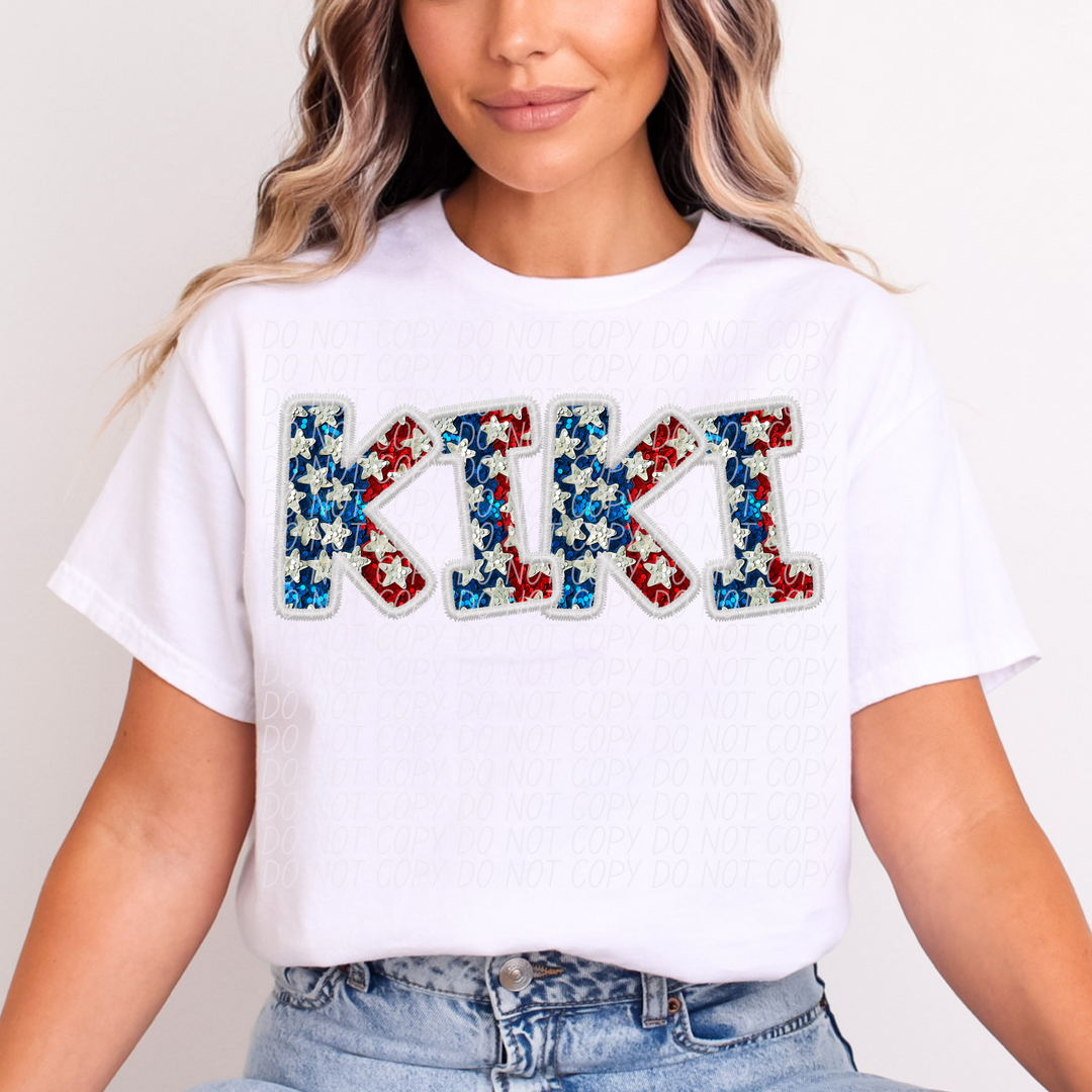Fourth of July Glitter Names DTF Print