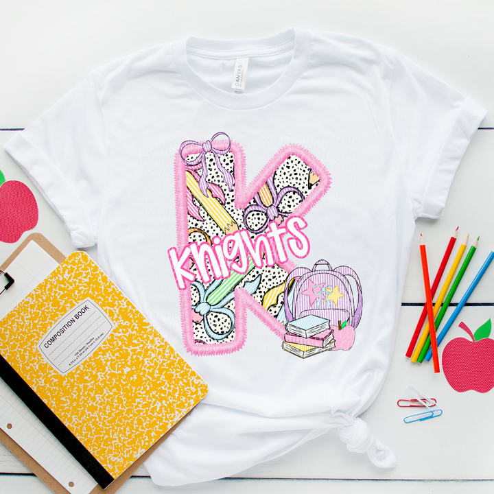 Pink Letter Back to School Mascots DTF Print