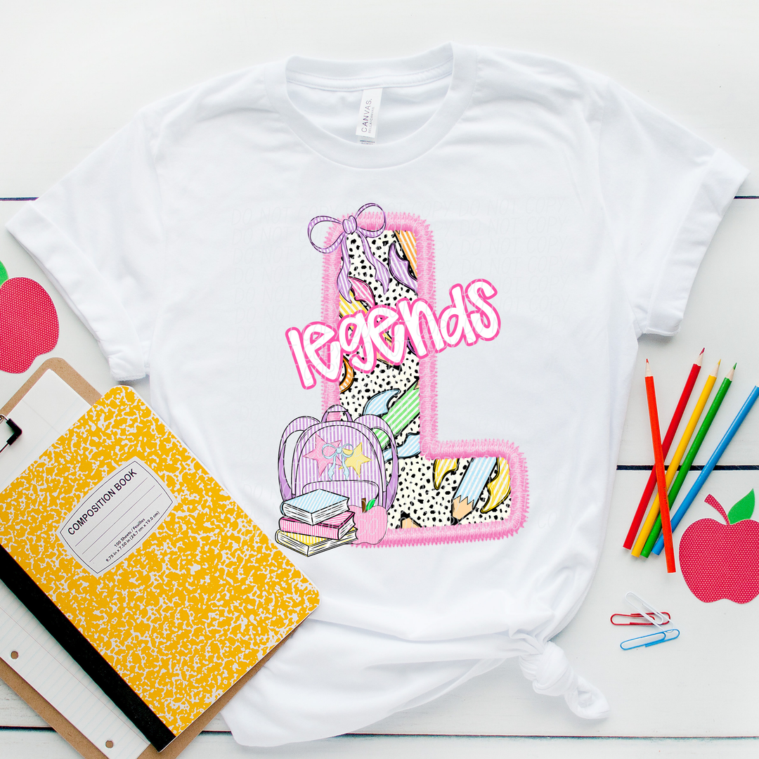 Pink Letter Back to School Mascots DTF Print