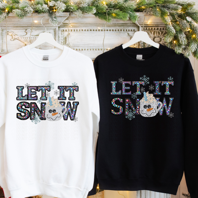 Let It Snow Cup Faux Bling DTF Print