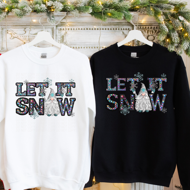 Let it Snow Gnome Faux Bling DTF Print