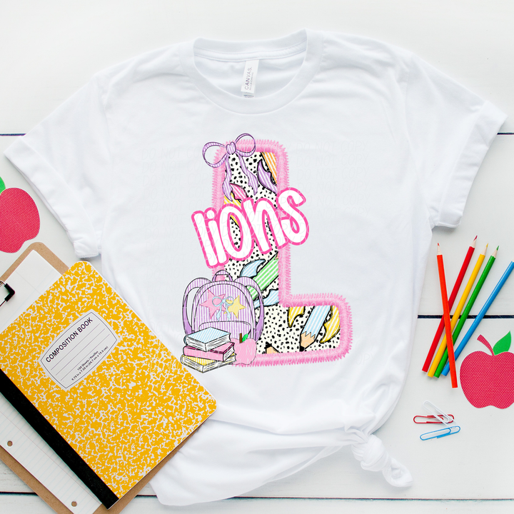 Pink Letter Back to School Mascots DTF Print