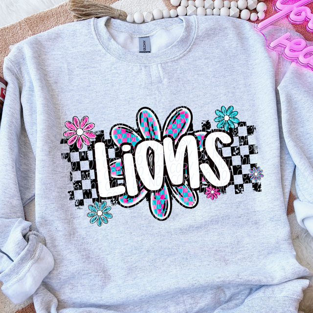 Checker Flower Mascots DTF Print