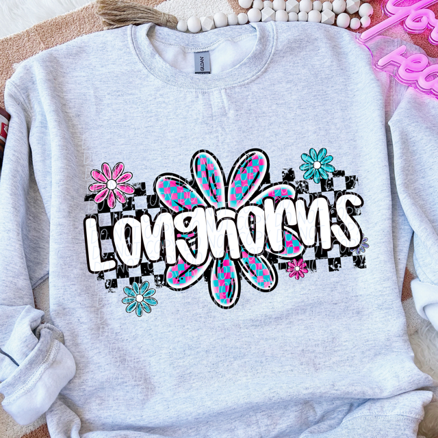 Checker Flower Mascots DTF Print