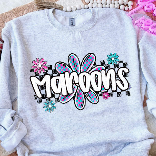 Checker Flower Mascots DTF Print