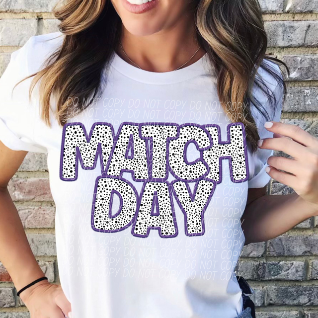 Match Day Dalmatian Colored Faux Embroidery DTF Print