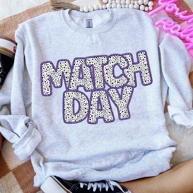 Match Day Dalmatian Colored Faux Embroidery DTF Print