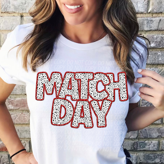 Match Day Dalmatian Colored Faux Embroidery DTF Print