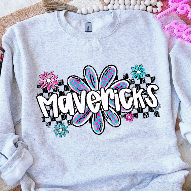 Checker Flower Mascots DTF Print