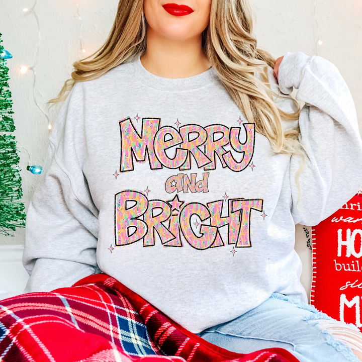 Merry and Bright Pink DTF Print