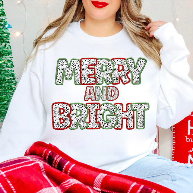 Merry and Bright Faux Embroidery Dots DTF Print