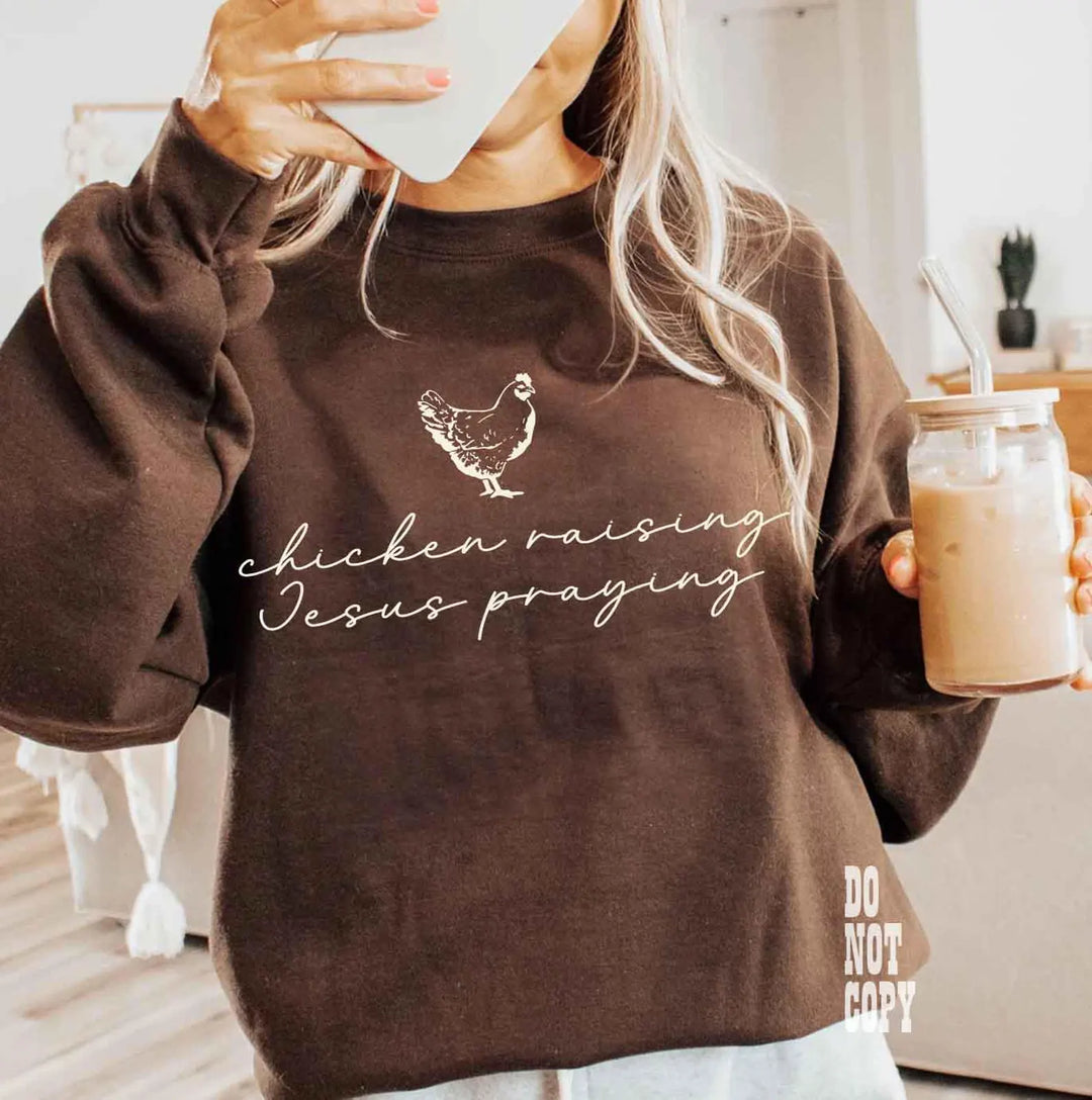 Chicken Raising Jesus Praising DTF Print