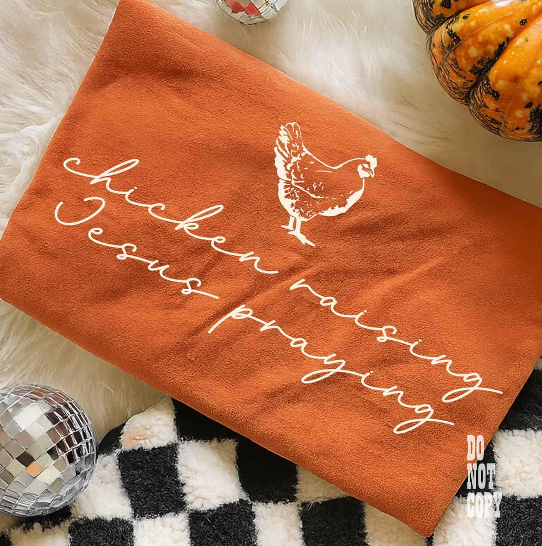 Chicken Raising Jesus Praising DTF Print