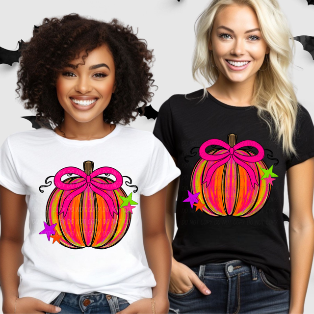 Neon Pumpkin DTF Print