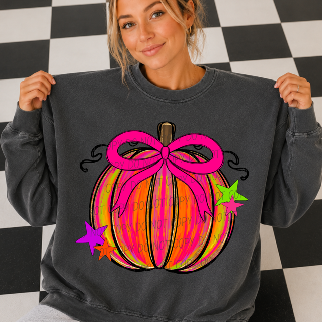 Neon Pumpkin DTF Print