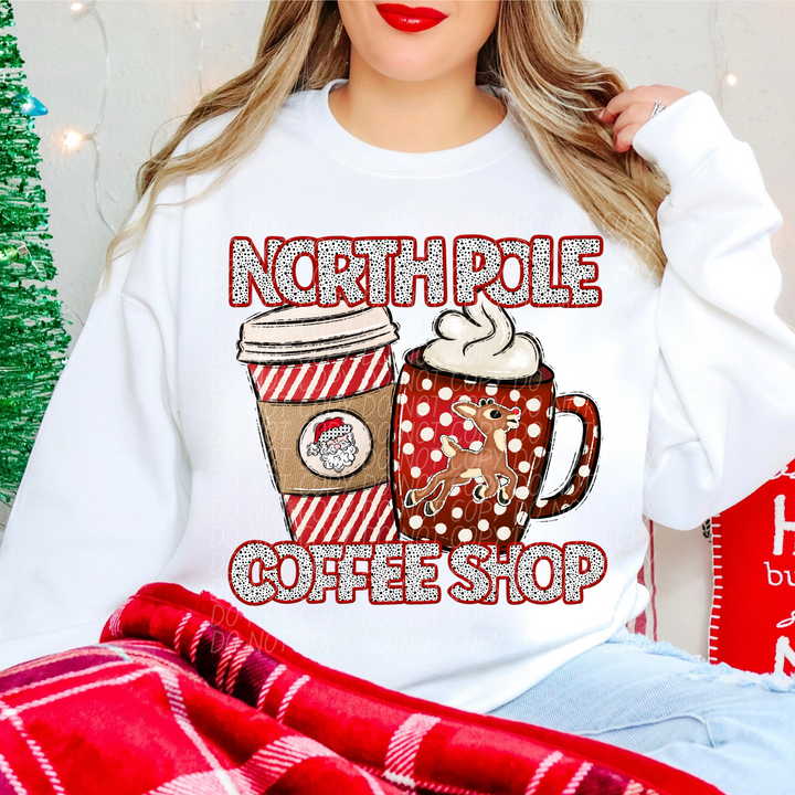 North Pole Coffee Shop DTF Print