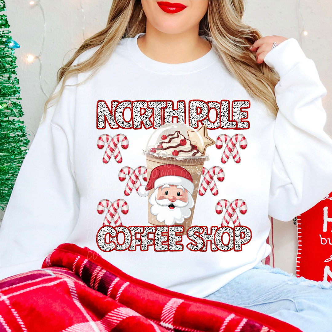 North Pole Coffee Shop DTF Print