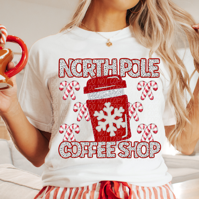 North Pole Coffee Shop DTF Print