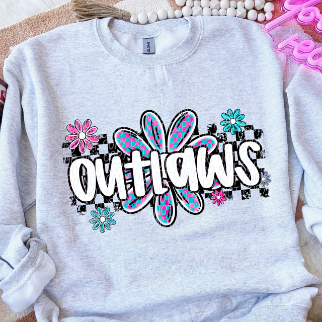 Checker Flower Mascots DTF Print