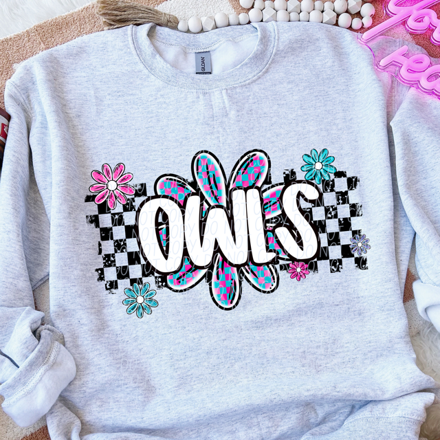 Checker Flower Mascots DTF Print