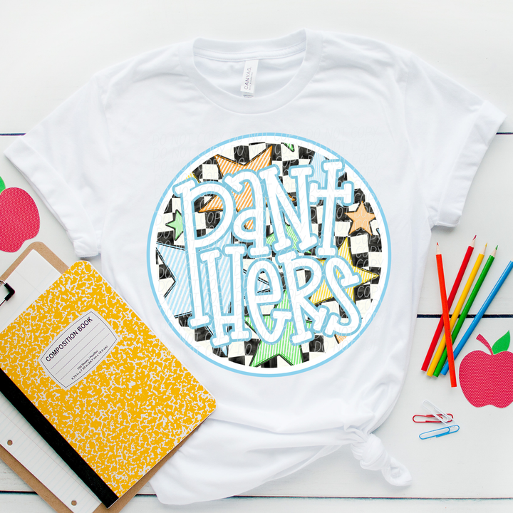 Blue Seersucker Mascots DTF Print