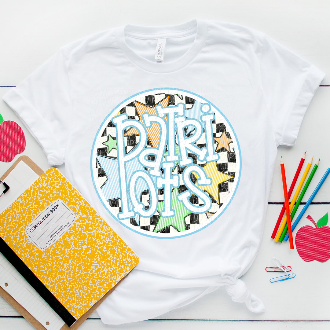 Blue Seersucker Mascots DTF Print