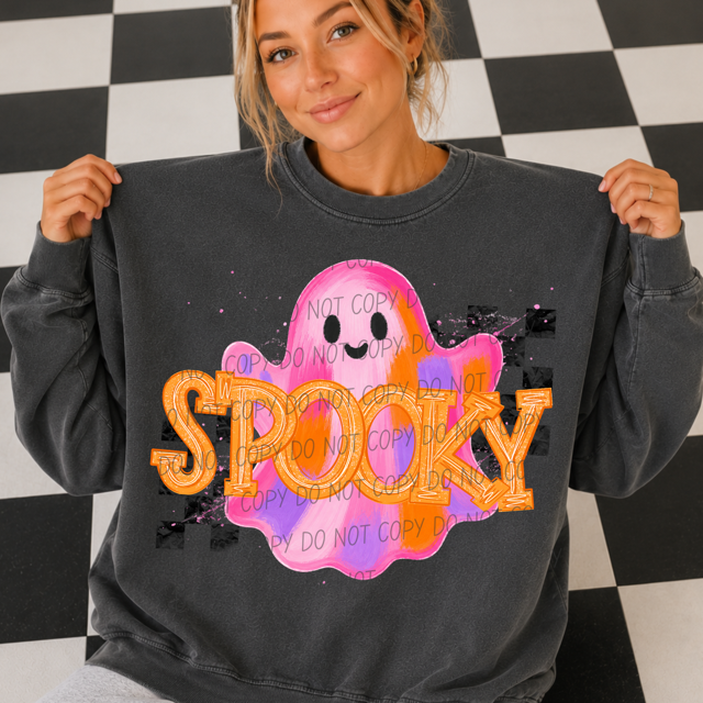 Spooky Ghost Checker DTF Print