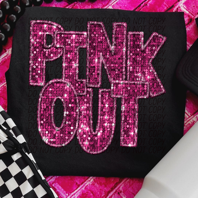 Pink Out Faux Glitter DTF Print