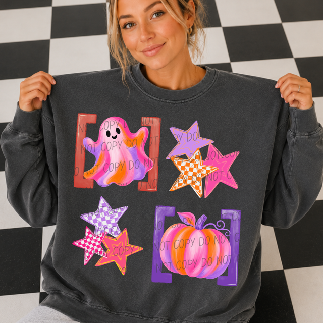 Pink and Orange Halloween DTF Print