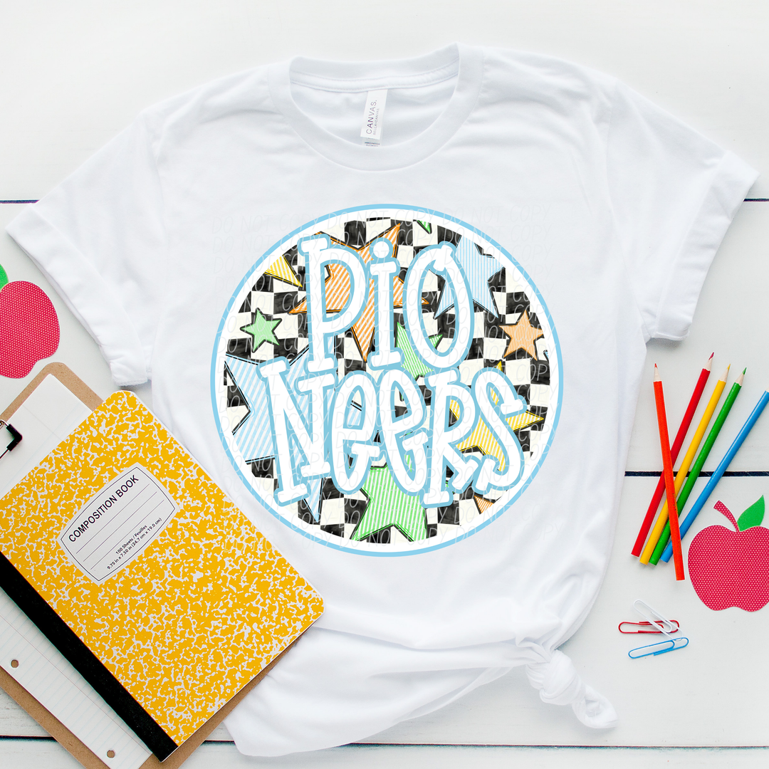 Blue Seersucker Mascots DTF Print