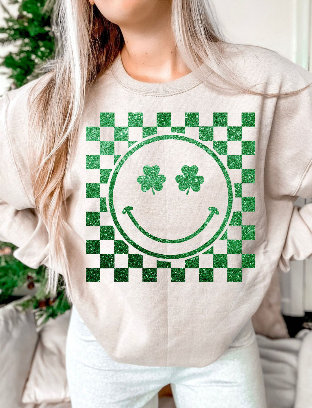 Glitter Smiley St. Patty's DTF Print