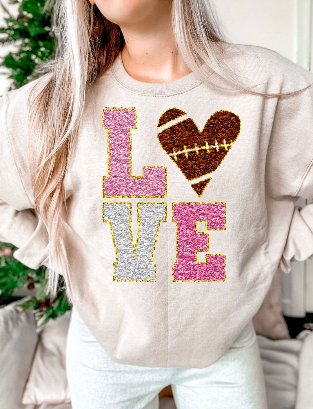 Love Football Faux Chenille DTF Print