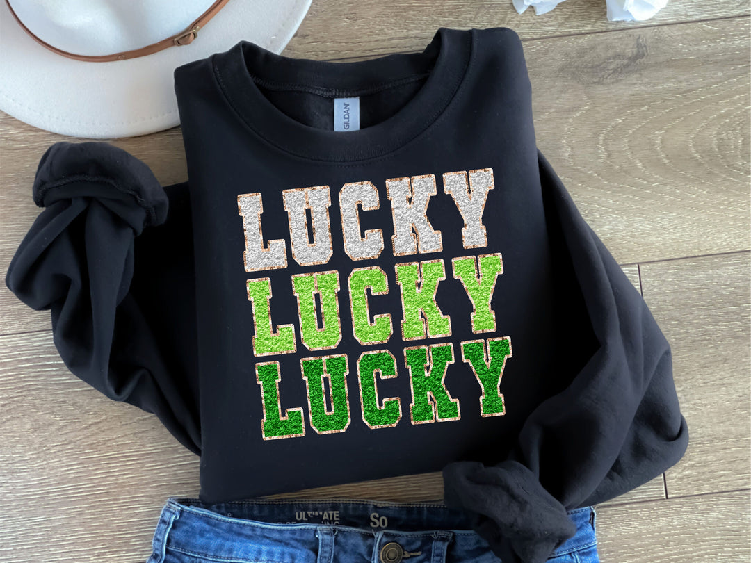 Lucky Lucky Lucky Faux Embroidery DTF Print