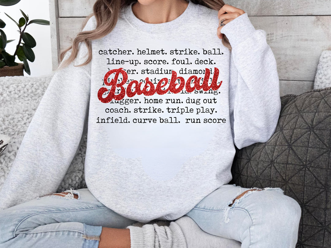 Baseball Faux Glitter DTF Print