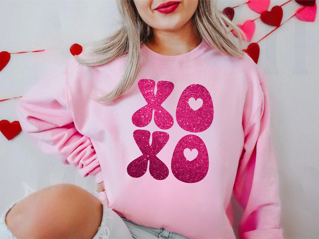 Xoxo Faux Glitter DTF Print