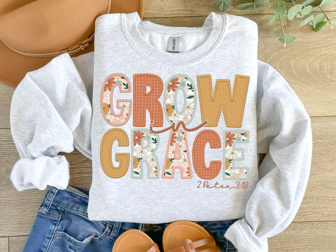 Grow in Grace Faux Embroidery DTF Print