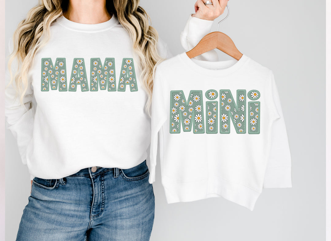 Mama & Mini Sunflower Faux Sequin DTF Print