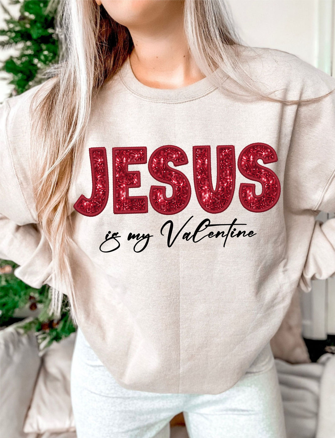 Jesus is my Valentine Faux Embroidery DTF Print