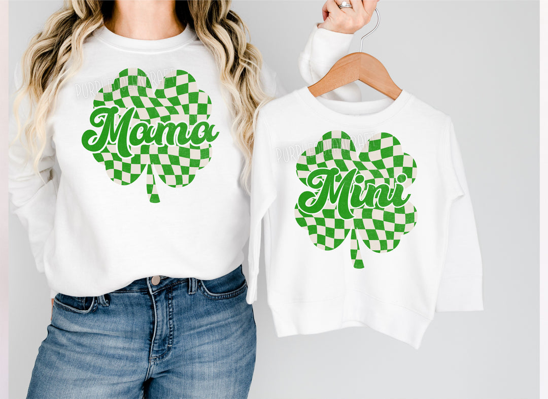 Mama Mini Green Checkered DTF Print