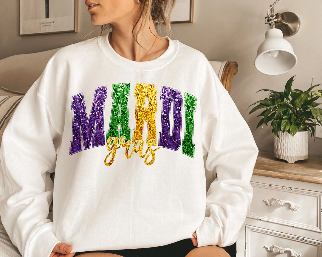 Mardi Gras Faux Glitter DTF Print