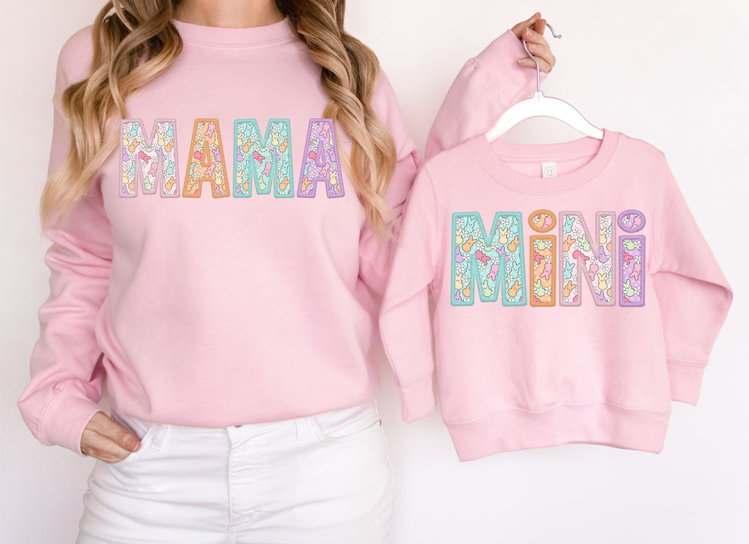 Mama and Mini Cute Peeps Faux Sequin DTF Print