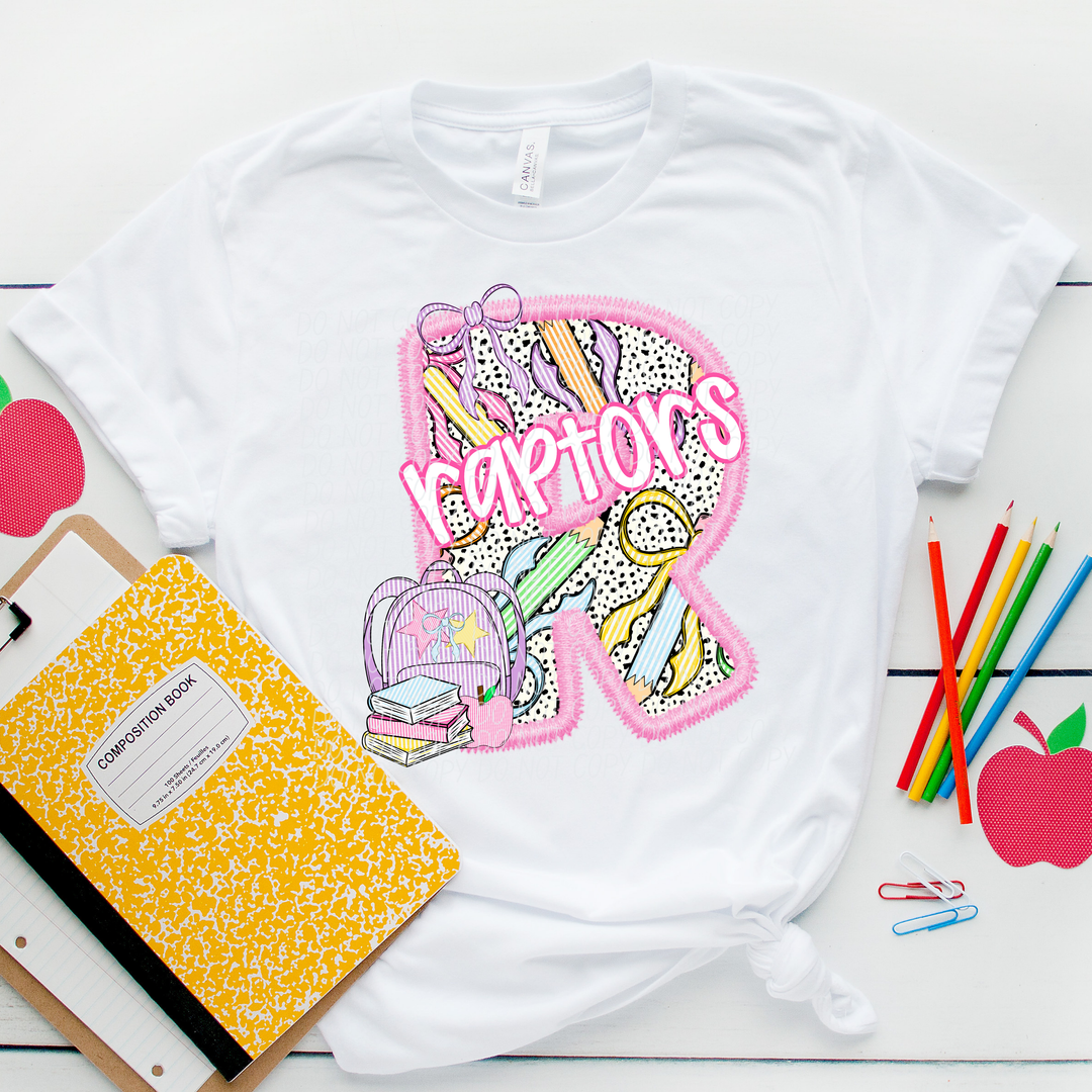 Pink Letter Back to School Mascots DTF Print