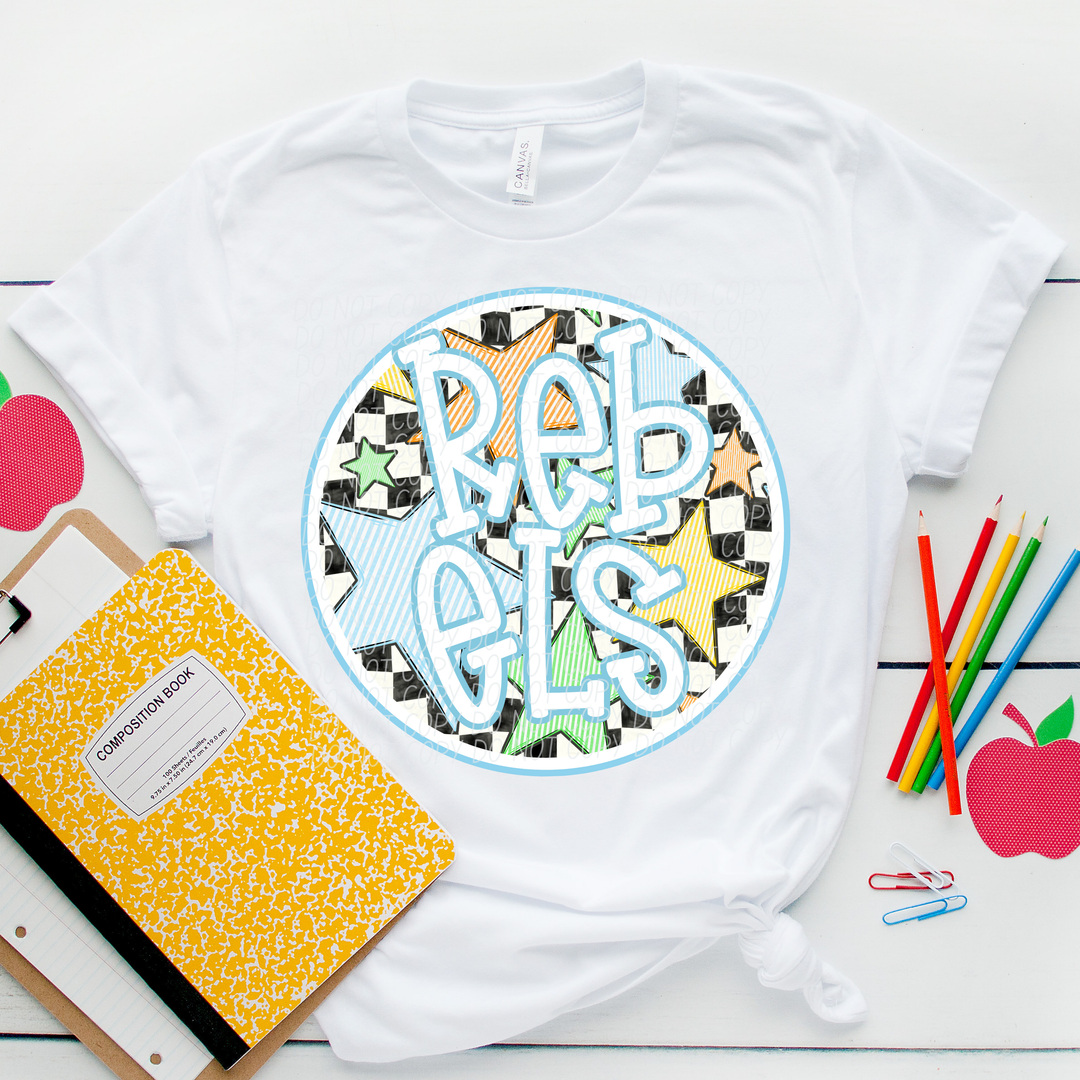 Blue Seersucker Mascots DTF Print