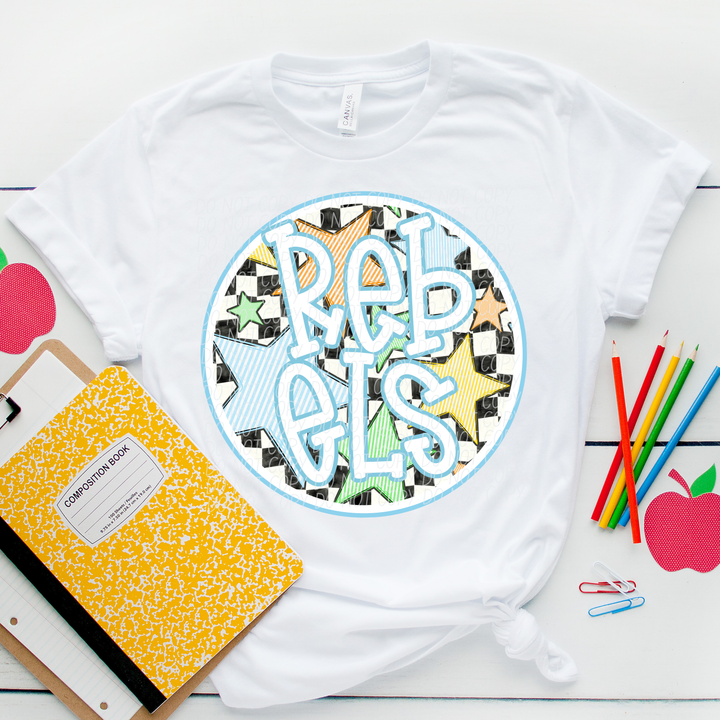 Blue Seersucker Mascots DTF Print