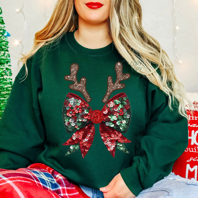 Reindeer Bow DTF Print